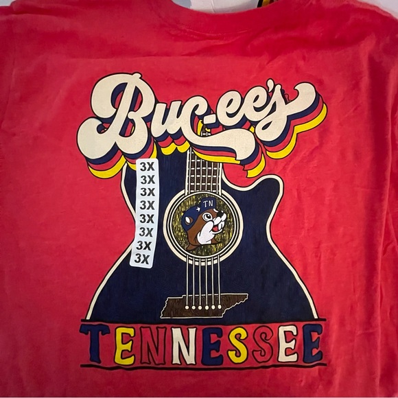 NEW Bucees t shirt size 3X Tennessee Guitar Red short sleeve tee NWT - Picture 5 of 7